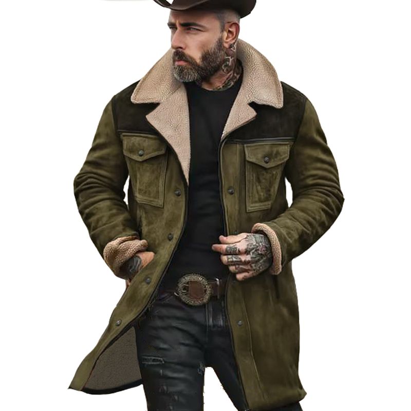 Men’s Suede-Like Bomber Jacket – Winter-Ready Zip-Up Coat With Multi-Pocket Design (100% Polyester) – Slim Fit For Casual & Commuter Wear_voghion.com