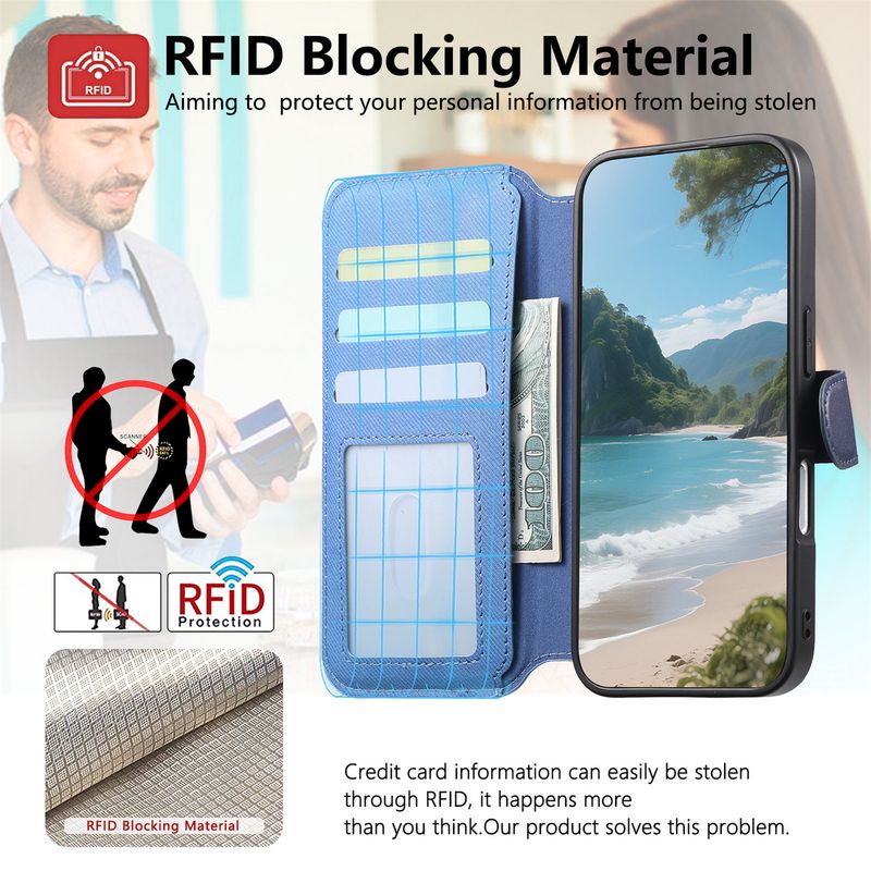 TechGlobe Compatible 17 Magnetic 2-in-1 Structure IPhone 16 Flip Cover Protective Leather With Coin And Card Slot PU Phone_voghion.com