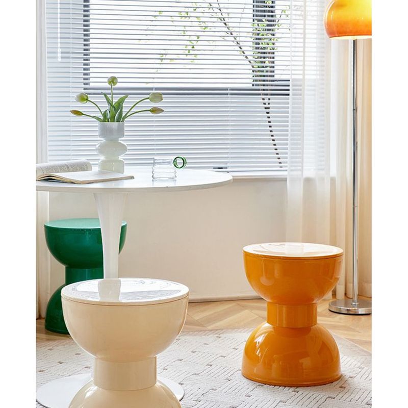 Mesa de centro nórdica de plástico color crema para comedor, sala de estar, pequeña y creativa, redonda, para entrada, cambiador de zapatos_voghion.com