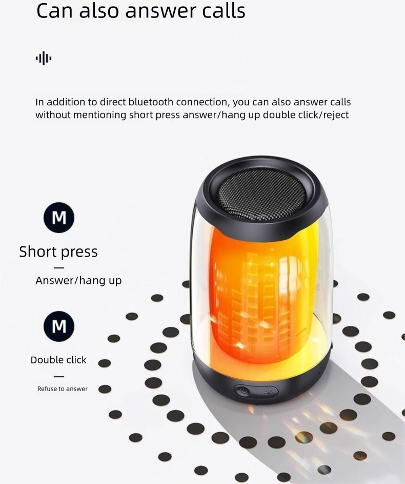 2025 Mini subwoofer Bluetooth con luci colorate, altoparlante portatile da tavolo per esterni, alta qualità del suono, super bassi_voghion.com