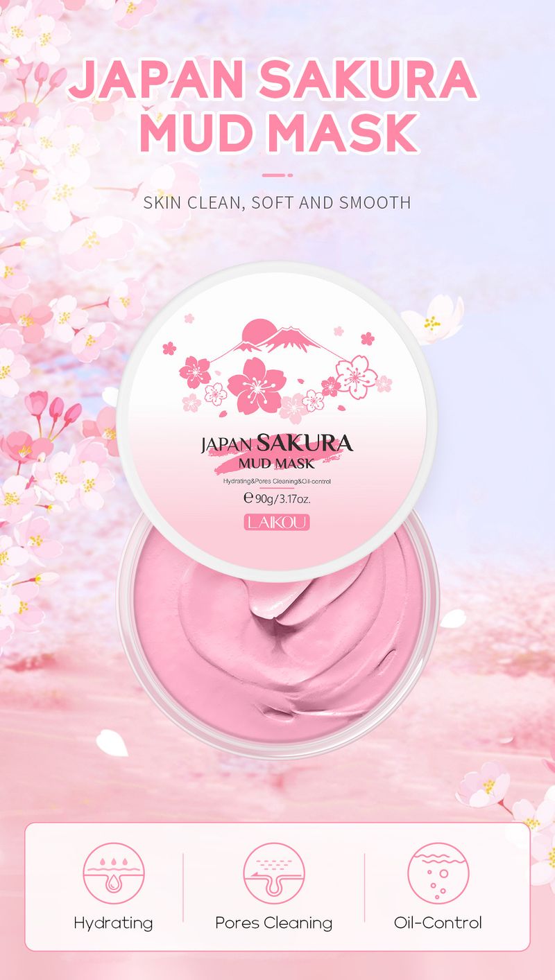 Mască de nămol japoneză Sakura Laico 90g Hidratantă, curățare a porilor Ambalaj englezesc Sursă producător_voghion.com