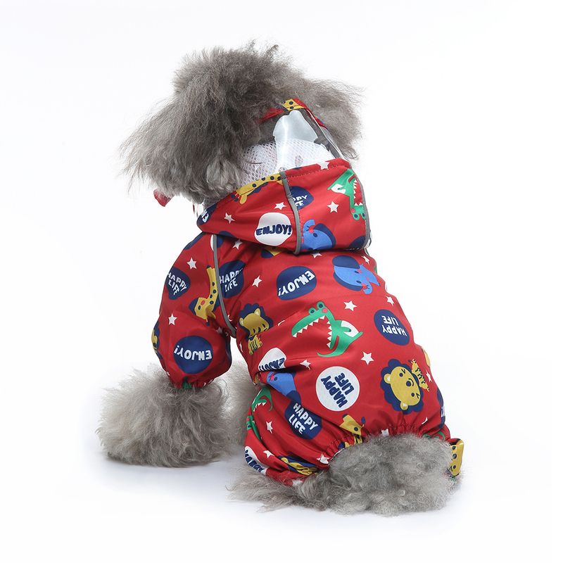 Haustier Vierbeiner Kleine Brust Zurück Reflektierende Hund Regenmantel Taille Tasche Schwanz Ente Stil_voghion.com