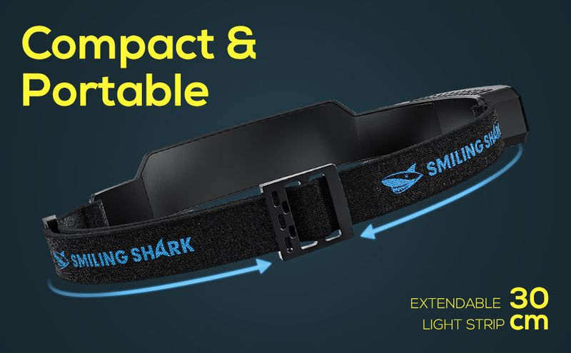 Faro LED Smiling Shark, faro anteriore luminoso con ampio angolo di 230°, 3 strisce bianche, sensore di movimento ricaricabile e impermeabile_voghion.com