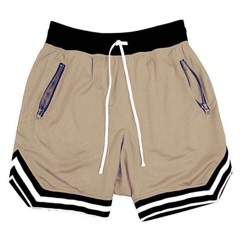 Summer Men's Thin Pocket Zipper Solid Color Shorts Mesh Sports Shorts Men's Running Training Breathable Fitness Shorts_voghion.com