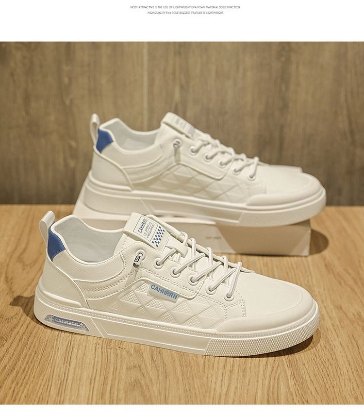 2025 New Comfortable Soft Leather Shoes Outdoor Flat Shoes Men's All-matching Round Toe Comfortable Skate Shoes White Shoes_voghion.com