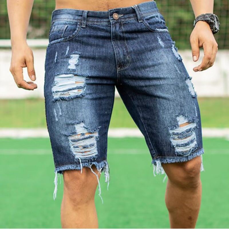 Zerrissene Retro-Stretch-Jeans für Herren im Slim Fit_voghion.com
