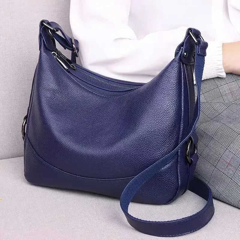 Designer 2025 Mode Frauen Rindsleder Handtasche Crossbody Schultertaschen Trend Neue Reißverschluss Solide Colorhigh Qualität Echtes_voghion.com