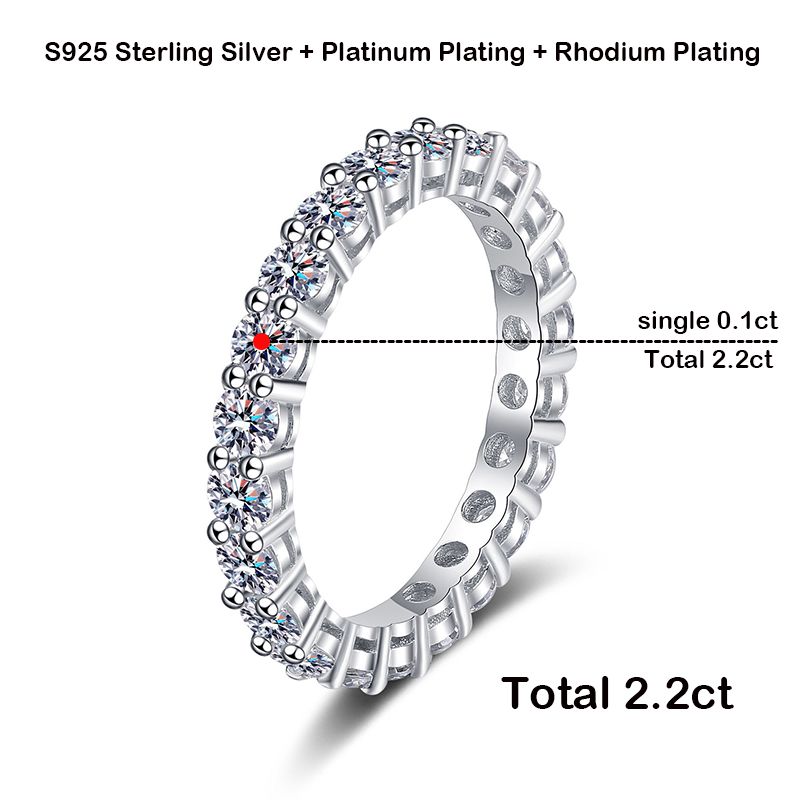 Pronto Stock Smyoue 3mm Moianite Anello di nozze per le donne Diamante creato Eternità completa impilabile Fidanzamento Promie Band S Sier_voghion.com