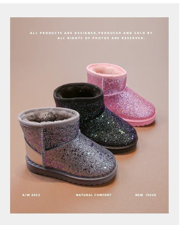 Warm Kids Snow For Children New Toddler Winter Princess Child Shoes Non-slip Flat Round Toe Boys Girls Baby Lovely Boots_voghion.com