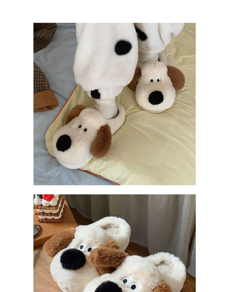 Autunno e inverno casa calda camera da letto morbido fondo mese scarpe nuovo cane peluche testa di panino pantofole di cotone_voghion.com