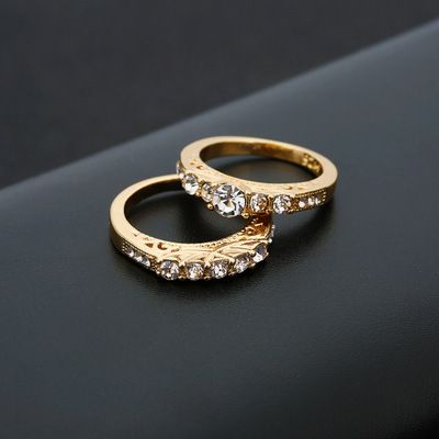 Paar-Set vergoldete Zirkonringe, personalisierter Modeschmuck_voghion.com