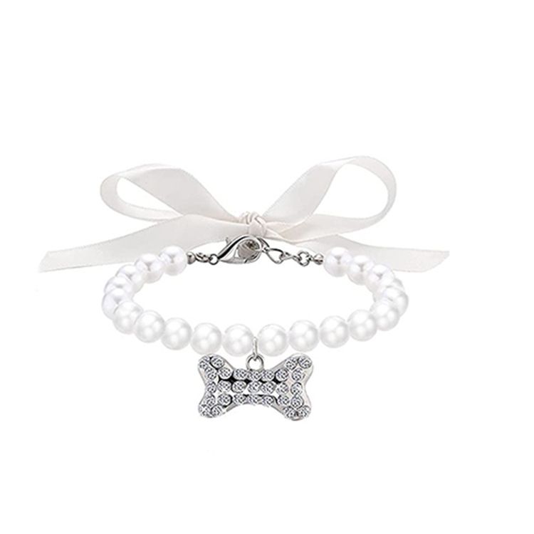 Nuova collana di perle per animali domestici, ciondolo a forma di osso di gatto, accessori per collare per cani di piccola e media taglia_voghion.com