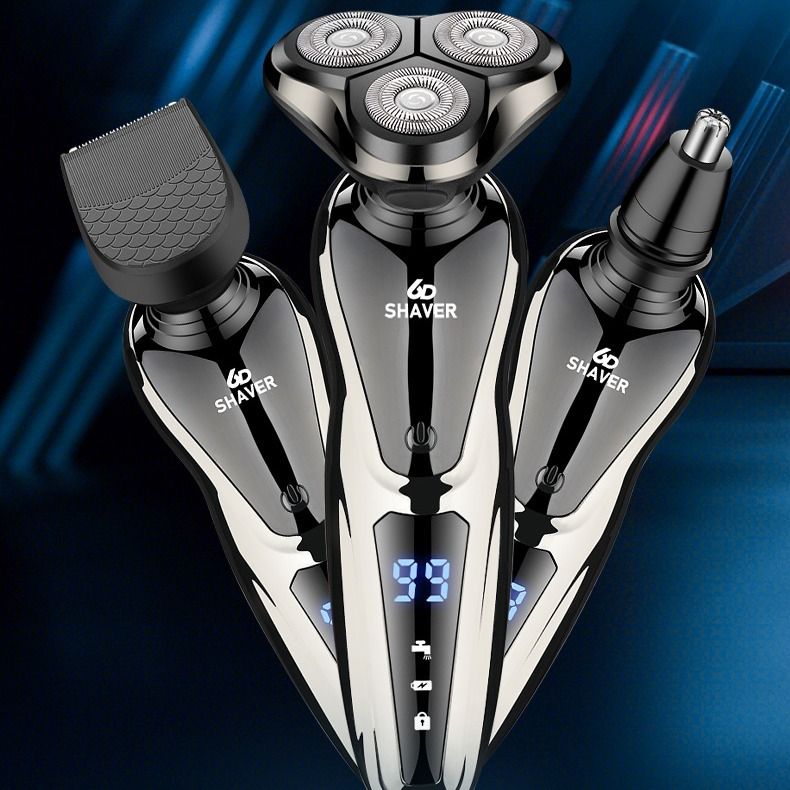 Dual Tech-Rasierer mit Digitalanzeige und Multifunktionsrasierer, 3-in-1-Elektro-Bartmesser, mit Wasser auswaschbare Nasenhaare_voghion.com