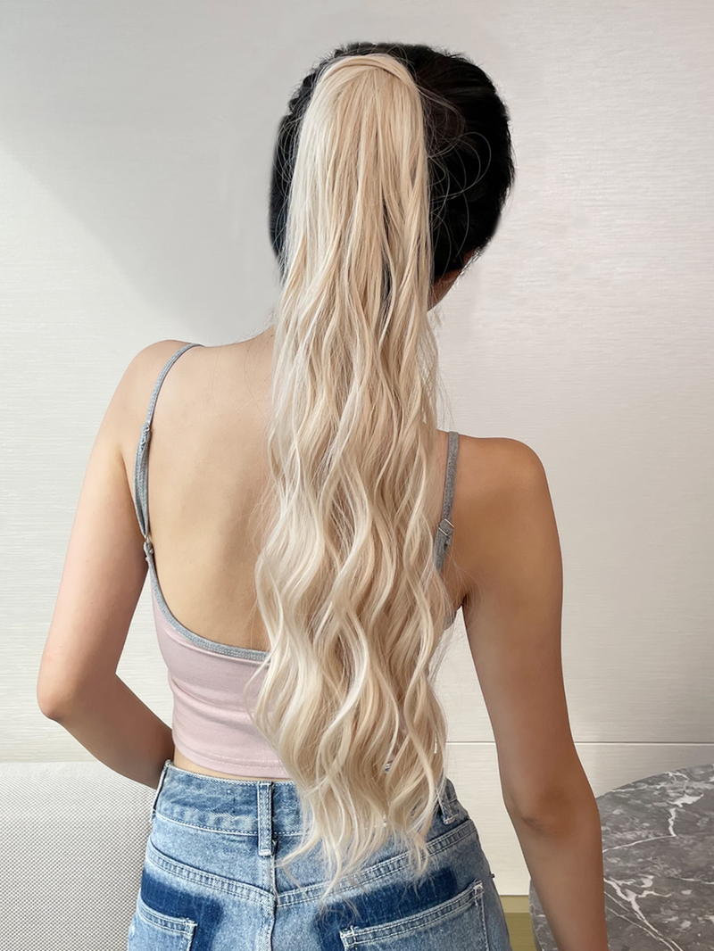 Pferdeschwanz-Verlängerung, 55,9 cm, braune Farbe, lange Wasserwellen-Locken, zum Anklipsen im Haar, für den täglichen Gebrauch von Frauen_voghion.com