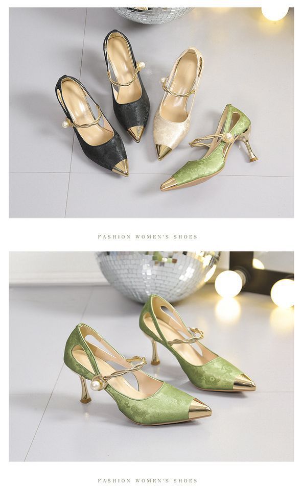Nuove scarpe col tacco alto a punta cinesi in stile nazionale per l'estate 2025, con tacco sottile e un tocco di lusso. Baotou da donna_voghion.com