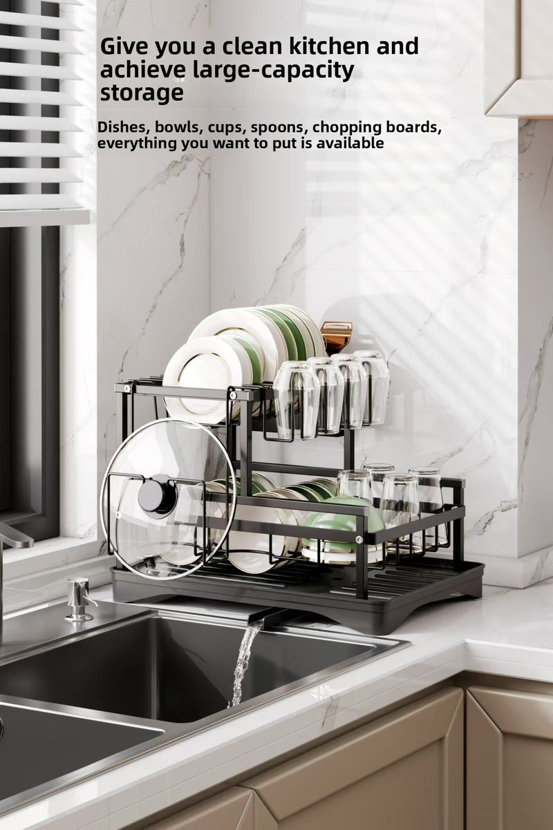 Kitchen Dish Sink Bowl Chopsticks Plate Storage Countertop No Installation Required With Drainage Cup Knife Fork_voghion.com
