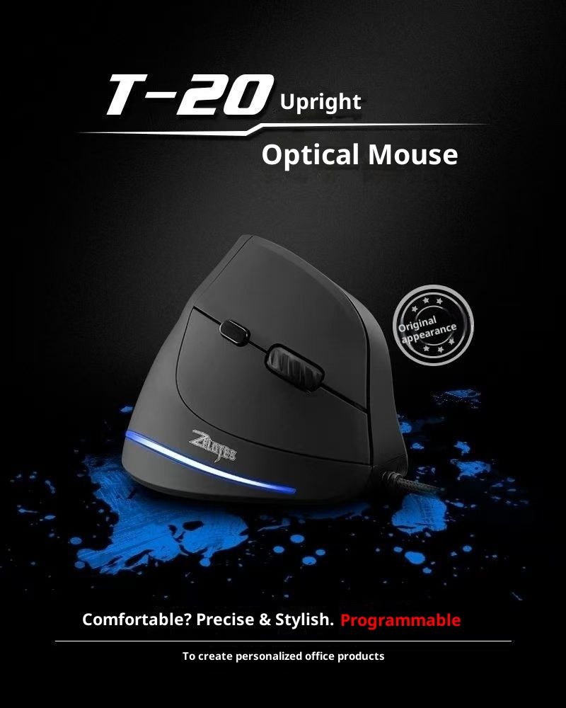 Digitex Digitex ZELOTES T20 Vertical Side Grip Ergonomic Silent Wired Computer Gaming Office Mouse_voghion.com