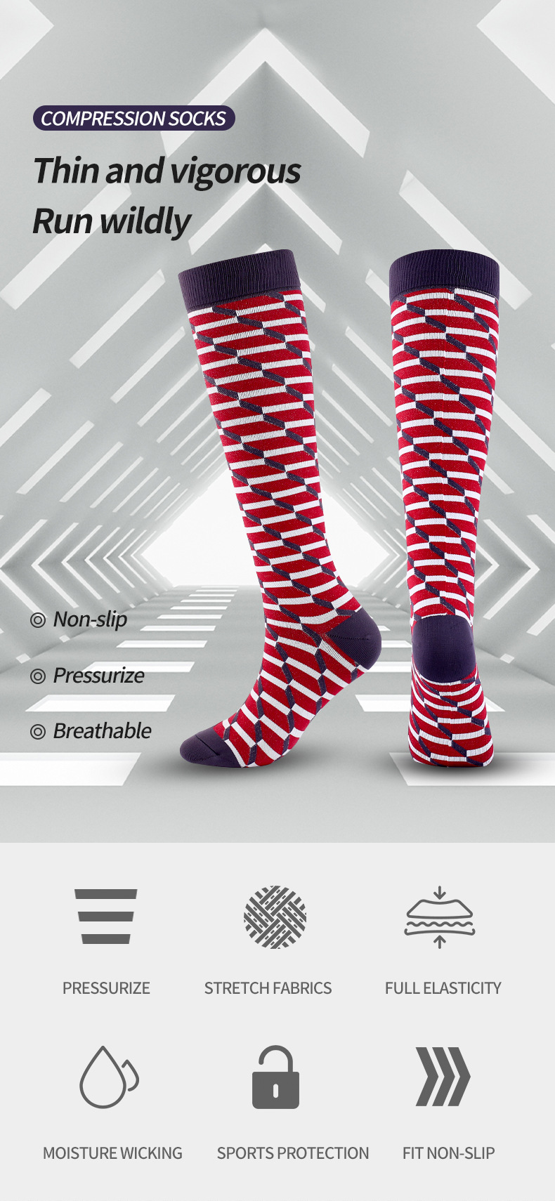Socks sports compression stockings Compression socks sports elastic compression socks thin leg socks summer_voghion.com