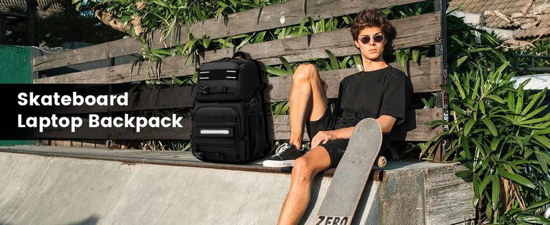 Skateboard Bag With USB Charging Port Laptop Backpack Multifunctional Backpack For Sports_voghion.com