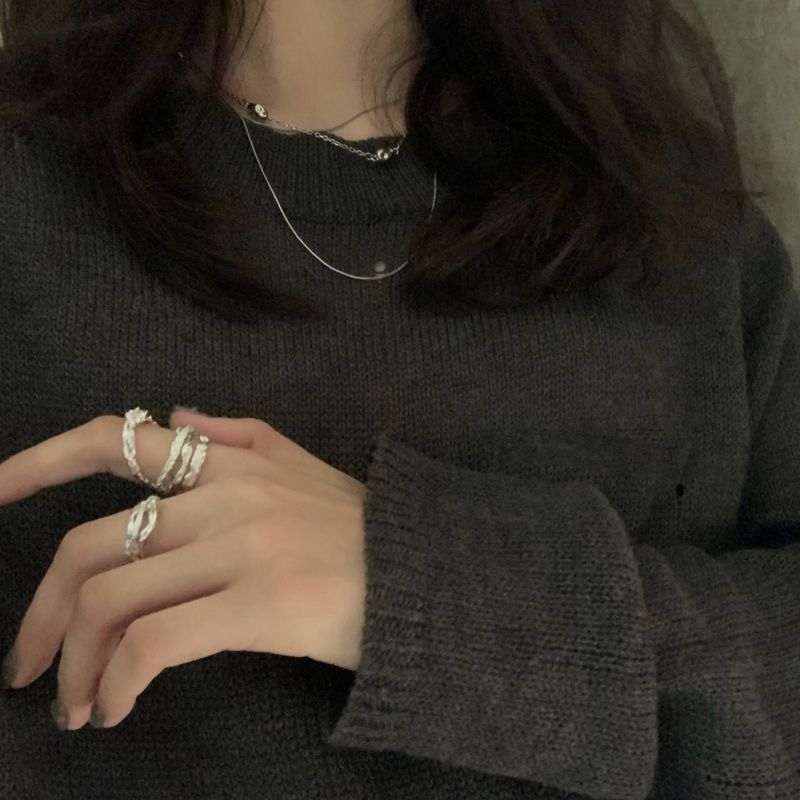 Korean niche design open ring personality stacking open ring female 2023 new irregular index finger ring_voghion.com