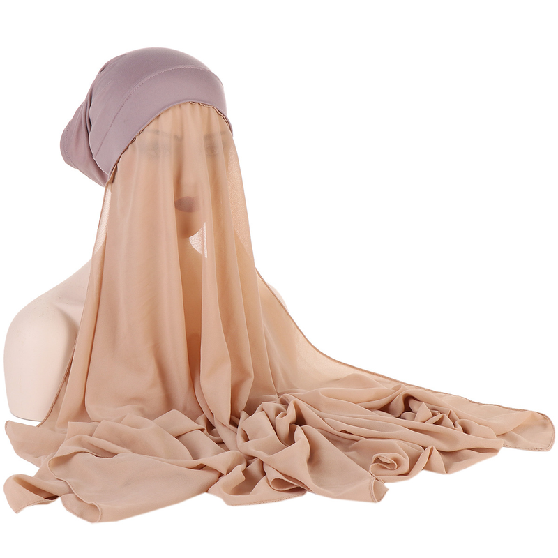 Women's Hats selling chiffon turban hat set monochrome pearl chiffon hat scarf set_voghion.com