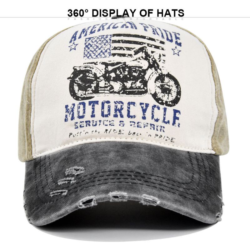 Cappellino da baseball largo con stampa graffiti, lavato, vecchio, color block, berretto a tesa curva con becco d'anatra_voghion.com