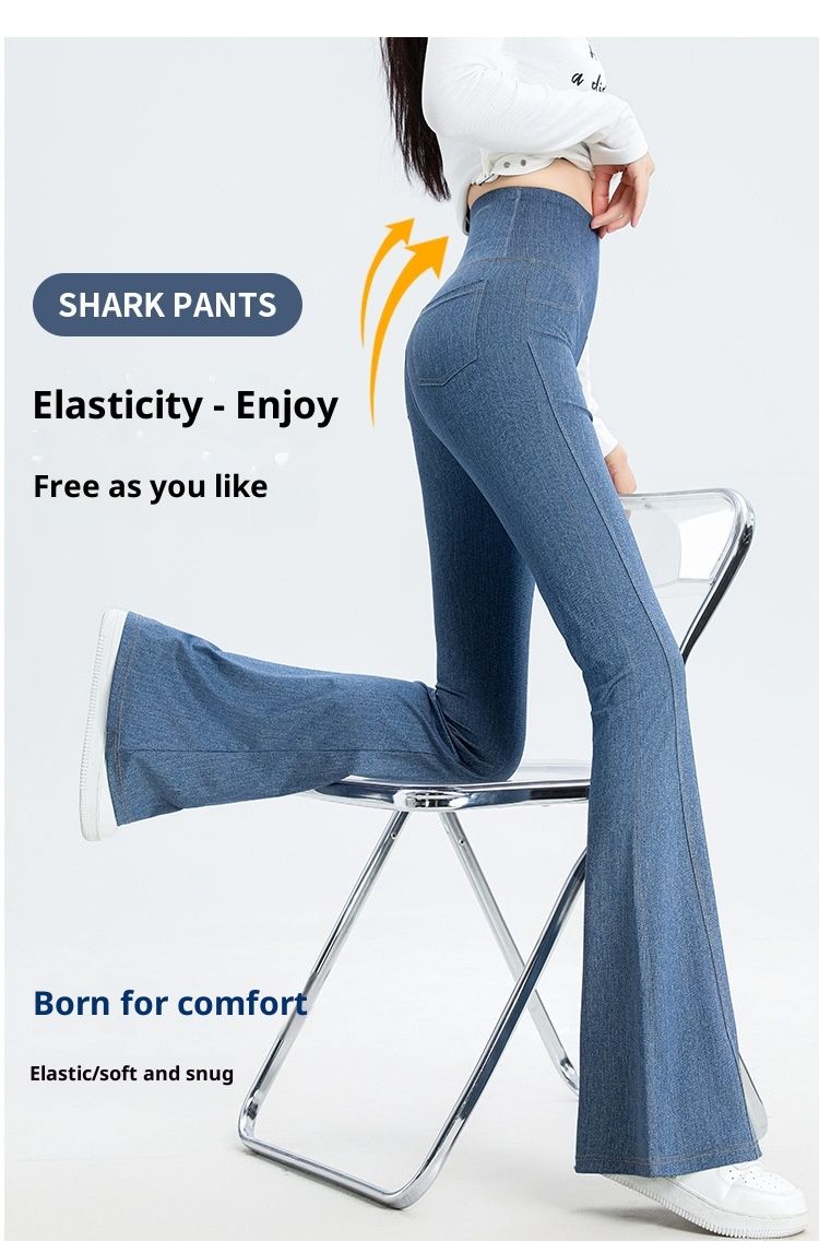 RenMou Slim Fit Jeans mit hoher Taille, Bauchkontrolle, Po-Lift, ausgestellt, neuer Stil, Damen-Flare, lange Yoga-Hose für den Herbst_voghion.com