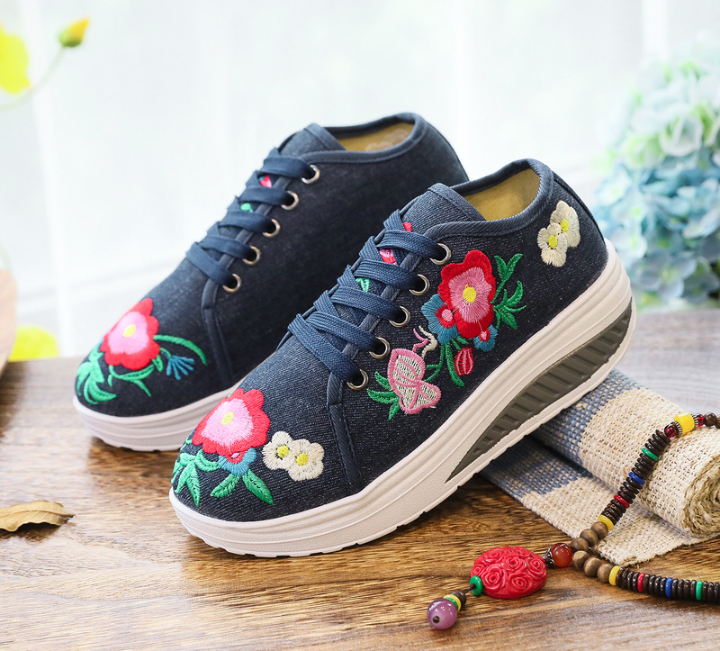 Zapatos deportivos informales de lona para niña, con bordado de tela y un solo pie._voghion.com