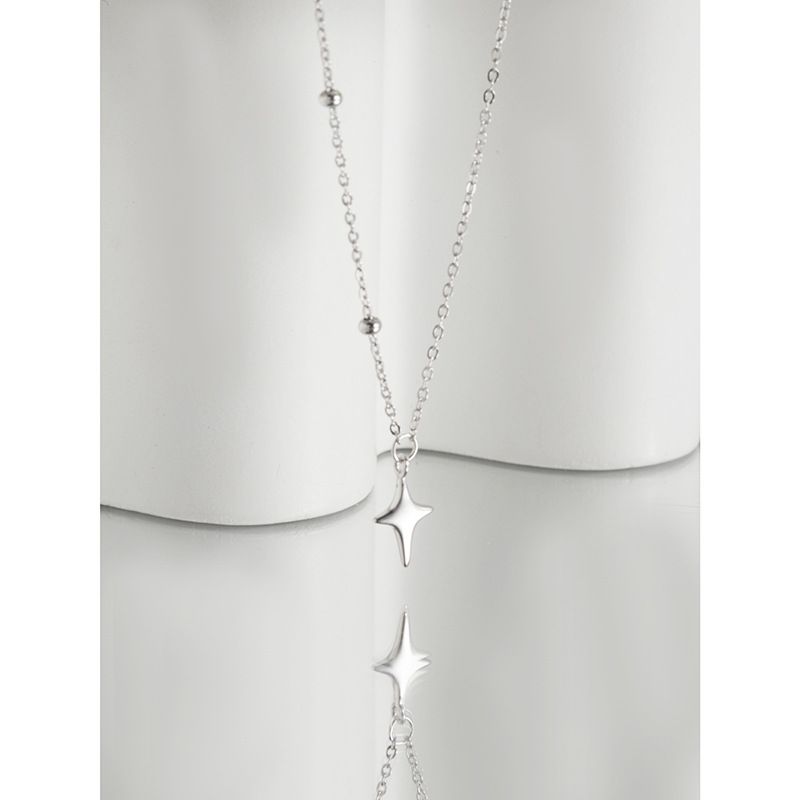 192 Versione coreana INS Stile minimalista Design di nicchia Starburst Corpo asimmetrico S Collana in argento puro da donna Clavicola_voghion.com