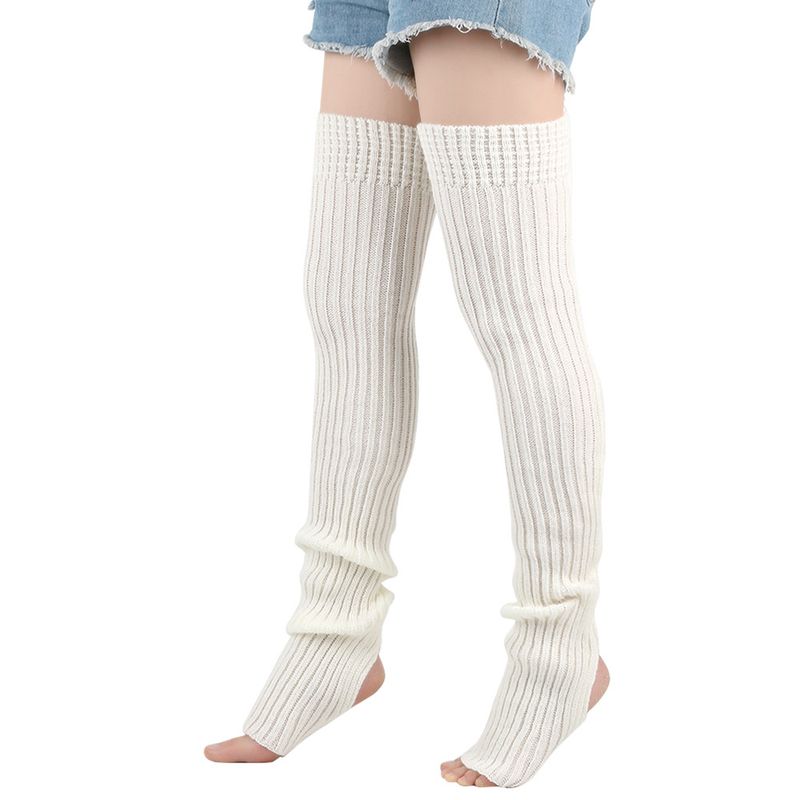 Unisex Verlängerte Woll-Beinstulpen (80 cm) Damen-Florsocken, gestrickte Woll-Beinstulpen, Ballett-Yoga-Fußwärmer_voghion.com