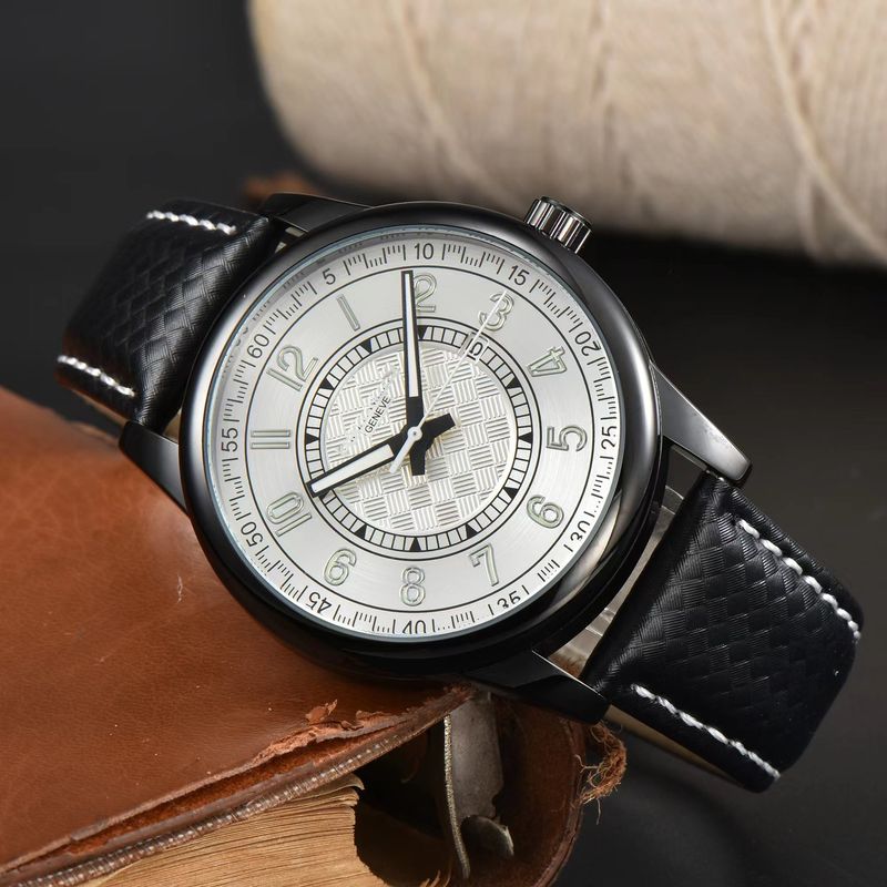 New Bai Da Jia Belt Men's Series Quartz Calendar Three Round Fashion Casual Needle Buckle Watch_voghion.com