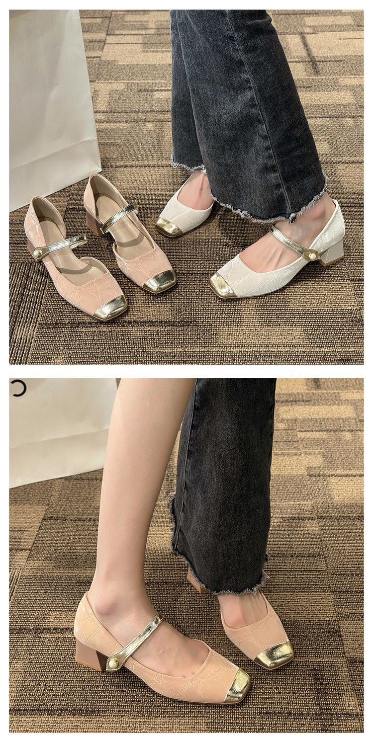 3611 1 Mary Jane avec jupe talon épais talons hauts femmes printemps et été tout match fée française douce soirée chaussures simples femmes_voghion.com