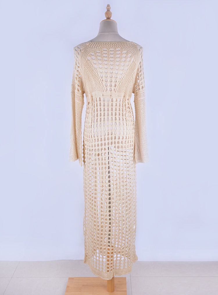 Abbigliamento da donna, sexy, in maglia cava, da spiaggia, sexy, in pizzo, in maglia, da spiaggia, abito a maniche lunghe, con spacchi laterali, costume da bagno, copricostume trasparente per donna_voghion.com