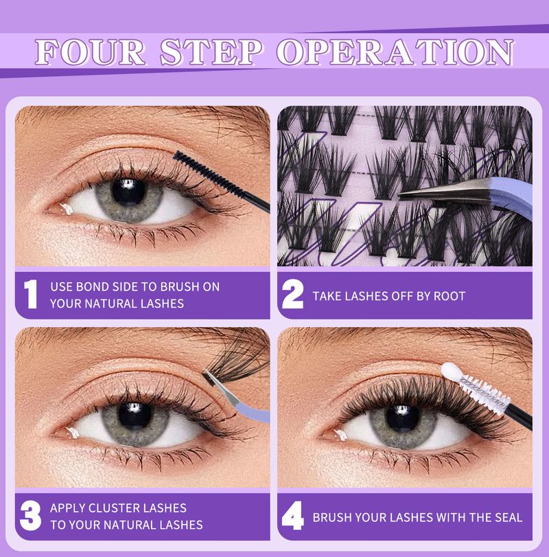 False Eyelashes Large Capacity Single Cluster Segmented Eyelash Glue Tweezers Set D Curled Natural Thick Eyelashes_voghion.com