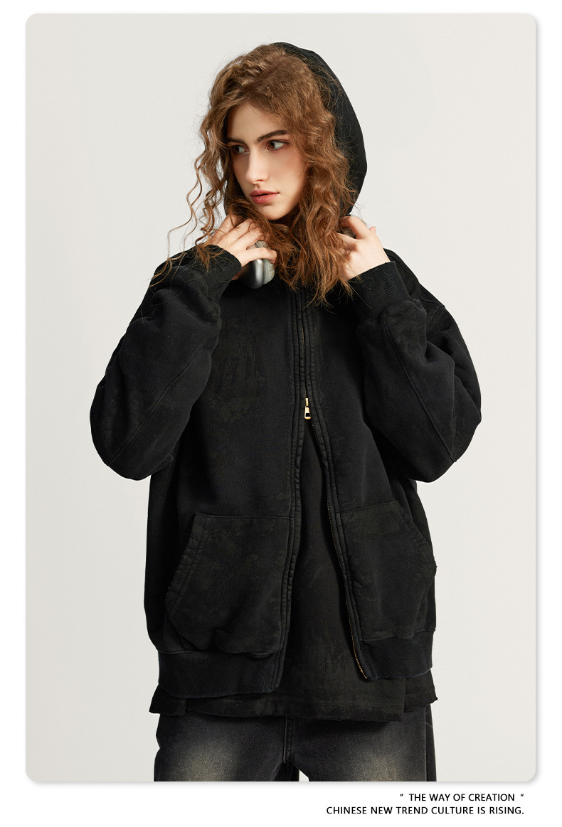 Man's clothing Wash wash color fleece hoodie vintage street chic hoodie_voghion.com