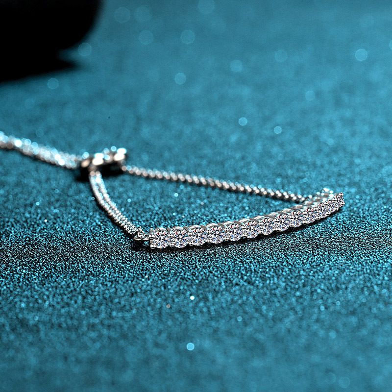 Bracciale da donna in argento puro con micro pavé di moissanite, semplice e di lusso_voghion.com