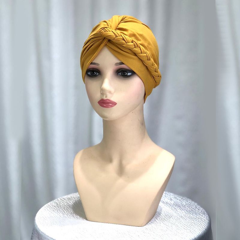 Copricapo da donna con hijab intrecciato lateralmente, foulard, colore puro, versatile, morbido e confortevole_voghion.com