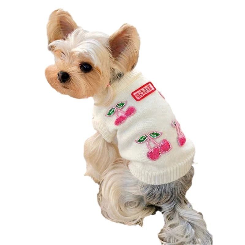 Pet Dog Cat Super Cute Princess Style Cherry Sweater For Small And Medium Pets Maltese Bichon Teddy_voghion.com