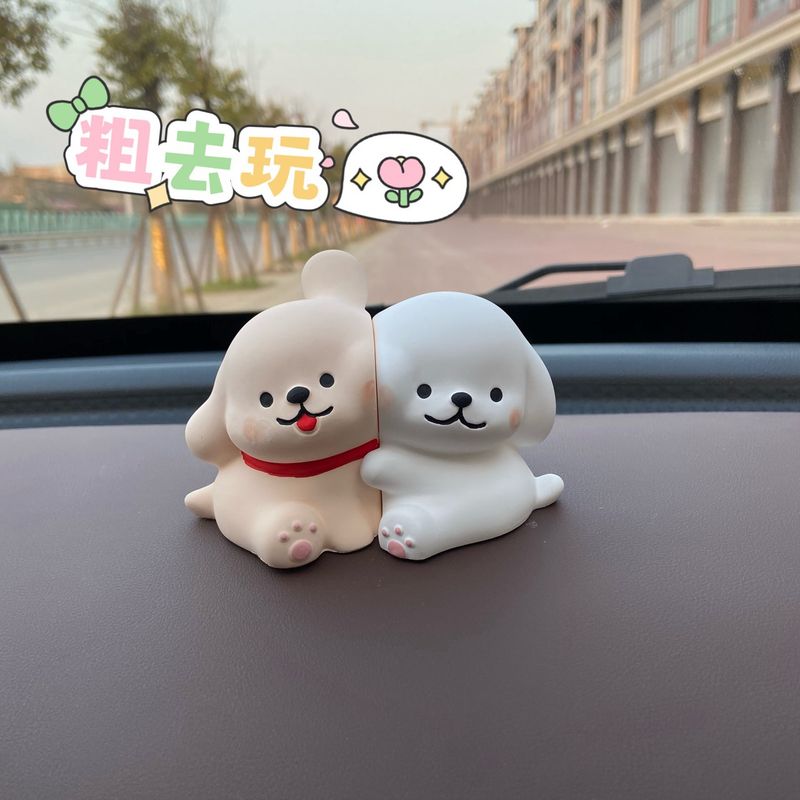 Ornement de tableau de bord de voiture mignon en forme de chiot, dessin au trait, pour couple_voghion.com