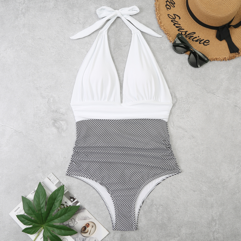 Kadınlar İçin Tek Parça Sırtı Açık Seksi Renk Uyumlu Çapraz Bikini_voghion.com