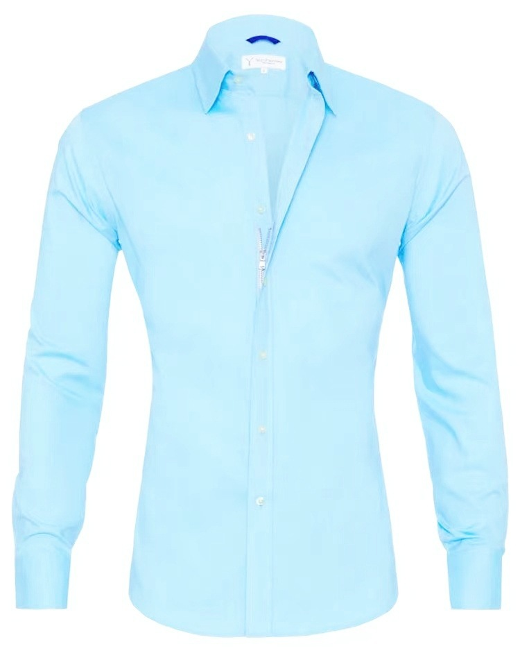 Grande chemise zippée pour homme avec boutons cachés et faux, doublure zippée en coton Oxford_voghion.com