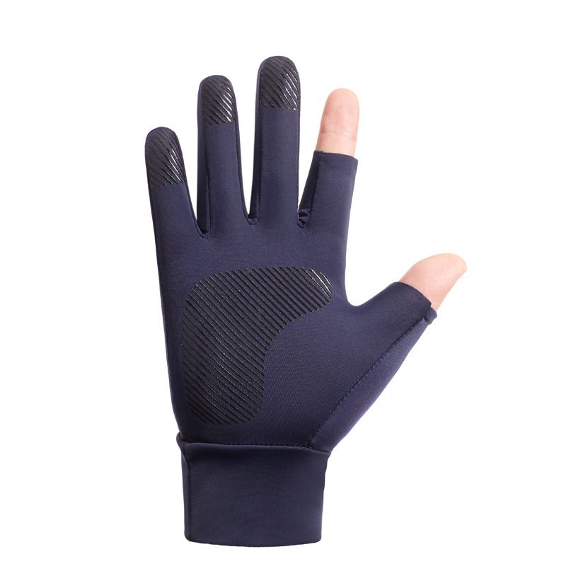 Guanti da ciclismo Guanti in seta ghiacciata da uomo, estivi, con due dita, da asporto, per ciclismo, guida, protezione solare, guanti sottili_voghion.com