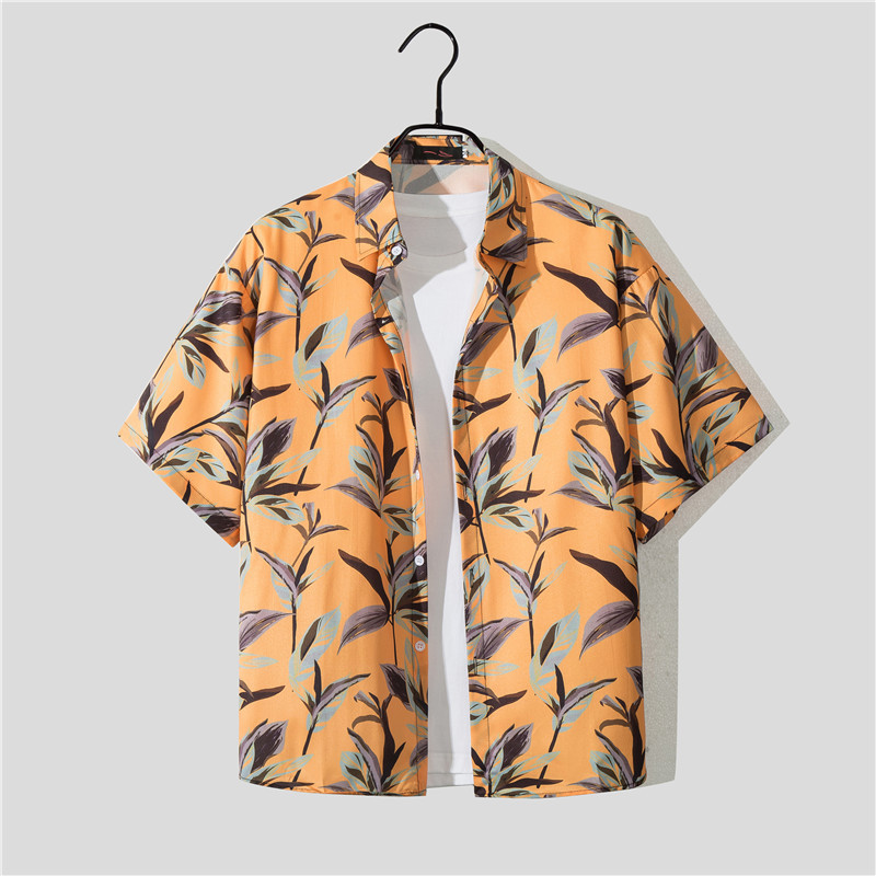 Herre Hawaii seaside strand feriedress herre løs pluss størrelse par trendy kortermet blomsterskjorte tilfeldig todelt sett_voghion.com