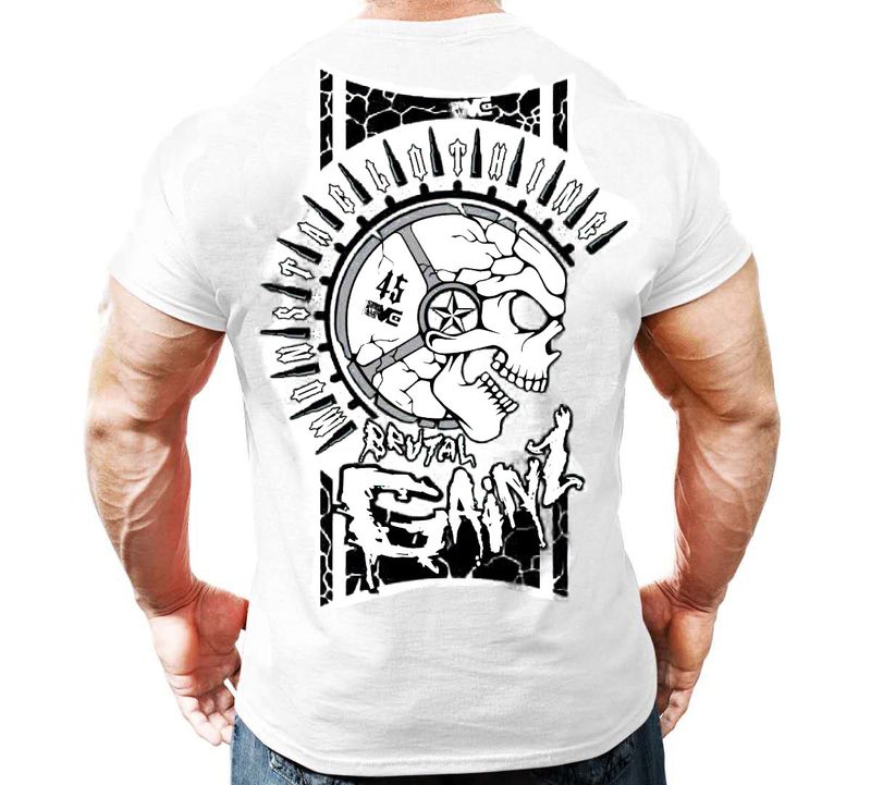 Muscle Fitness Vår/Sommar Brothers Herr Sport Fritid Personlighet Stort tryck bomull Stor kortärmad T-shirt_voghion.com