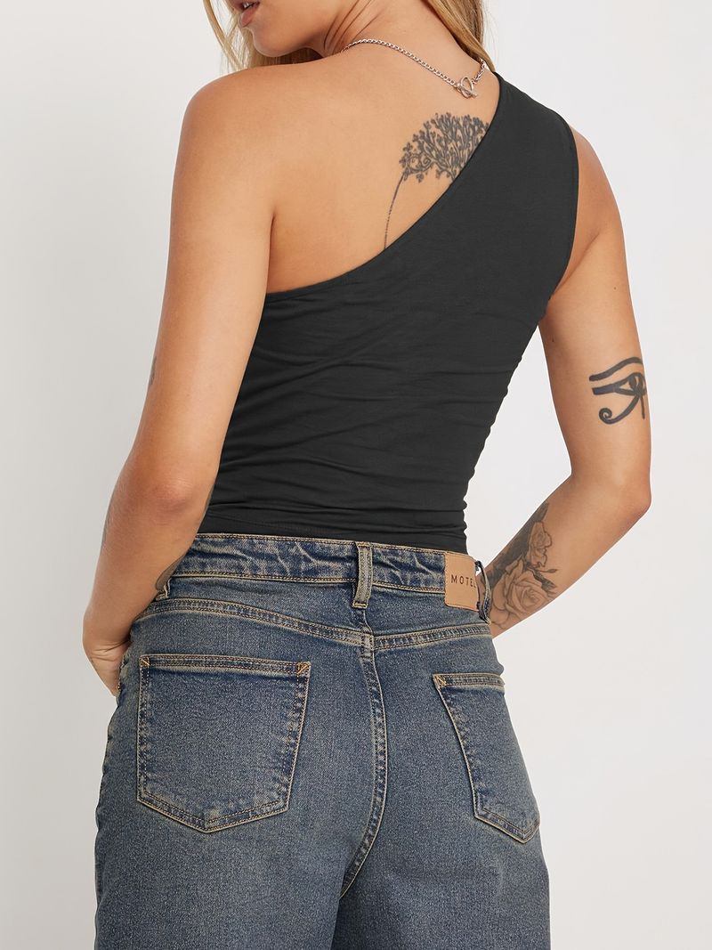 Women's Clothing Sexy Spice Girl women's single shoulder halter vest tight-fitting top knitted pure_voghion.com