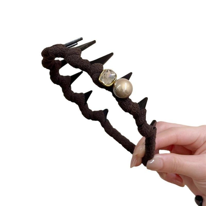 Pearl High Skull Top With Teeth Anti-Slip Hair Accessories Autumn Winter 2024 New Style High-End Daily Wear Headband For_voghion.com