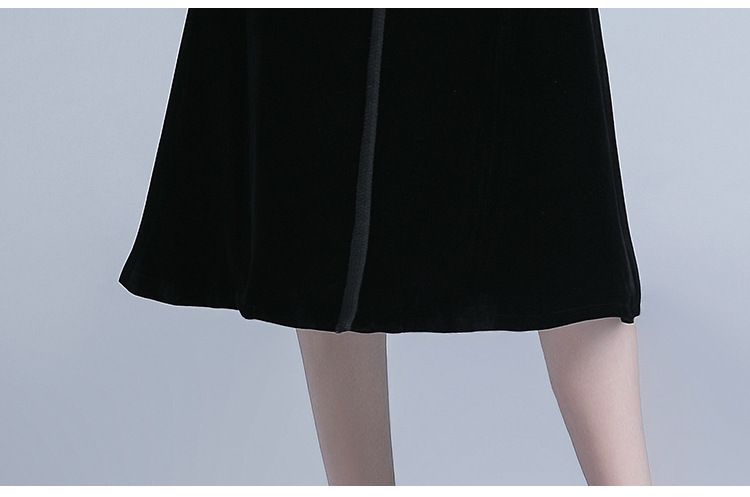 Trench in velluto nero di media lunghezza da donna, modello Dea, primavera e autunno, di Socialite Fashion_voghion.com