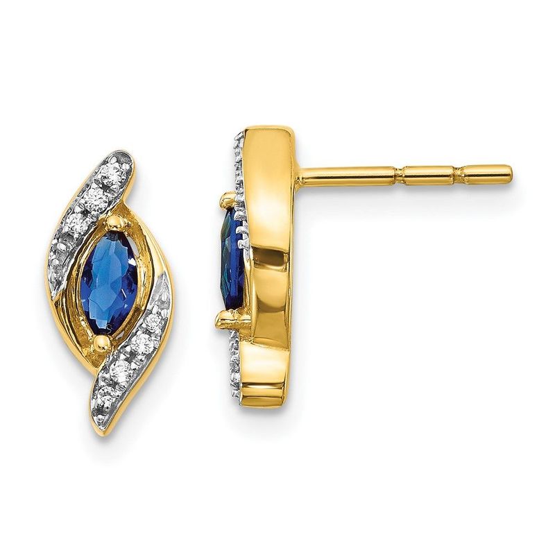 14k Yellow Gold Diamond And Sapphire Earrings_voghion.com