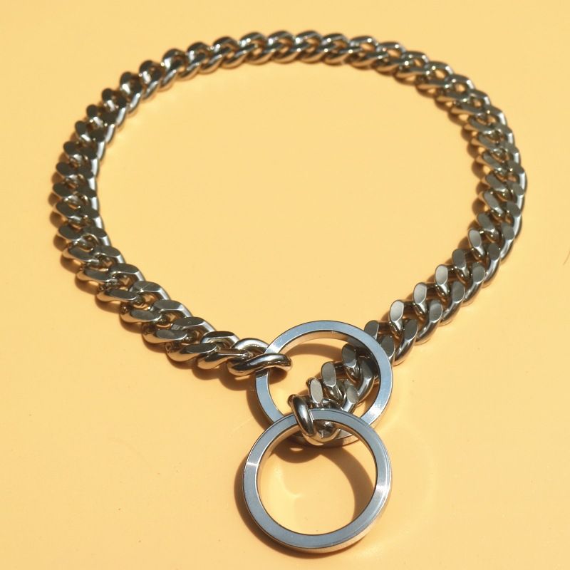 Guinzaglio per cani in acciaio inossidabile P Smooth Twist Collar Chain Retractable Pet Supplies_voghion.com