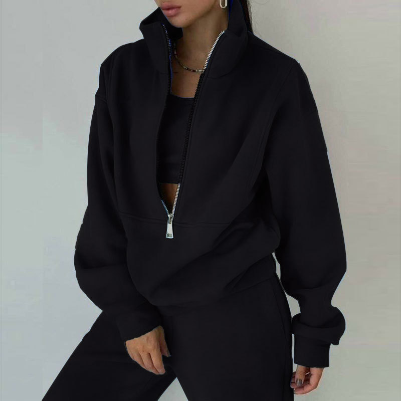 Ensemble deux pièces pour femme, pull polaire épais, tenue de sport décontractée, automne et hiver_voghion.com